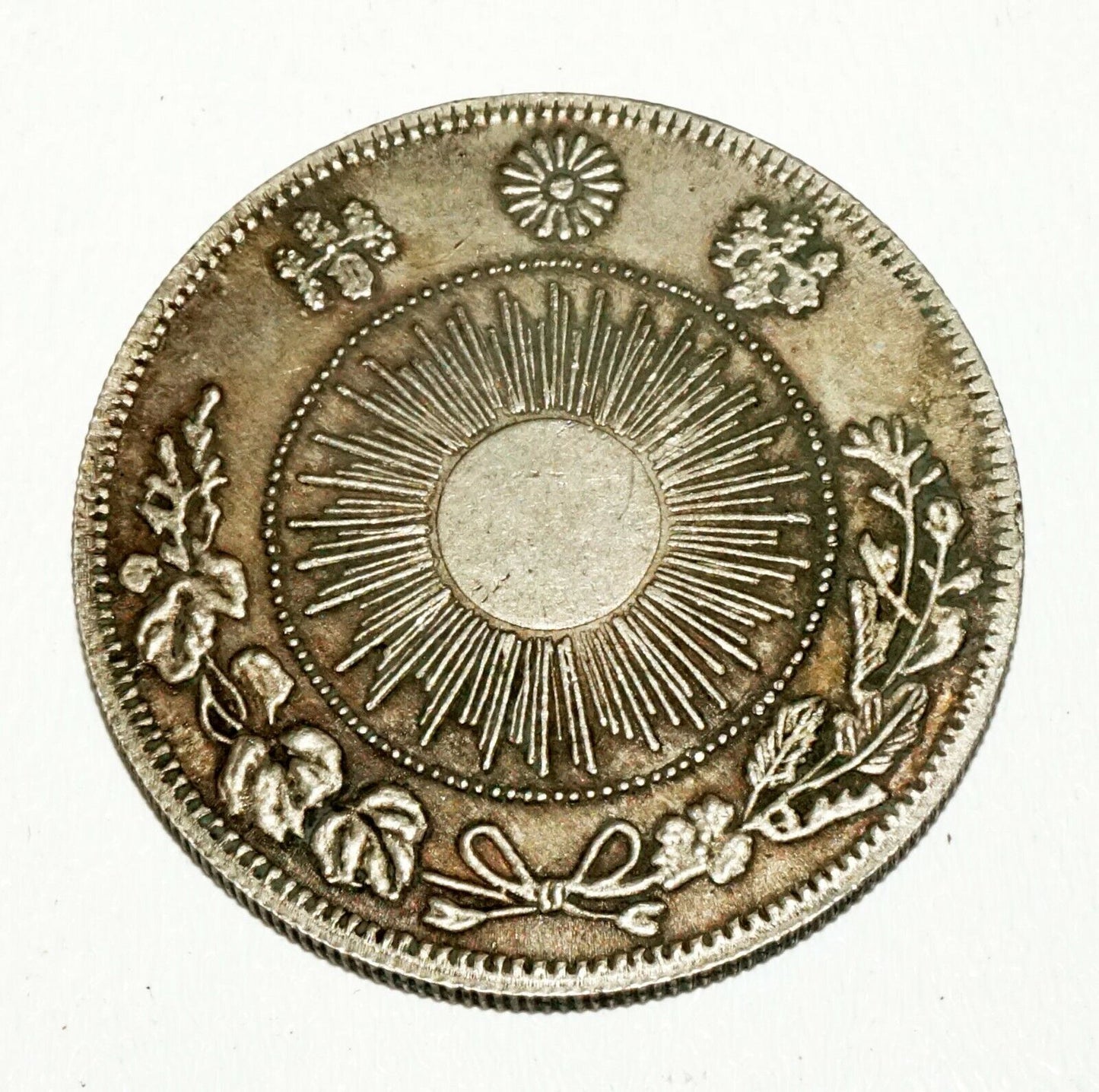 1870s Japanese Rising Sun Dragon 50Sen (Large Size) Silver Coin (NiD)19