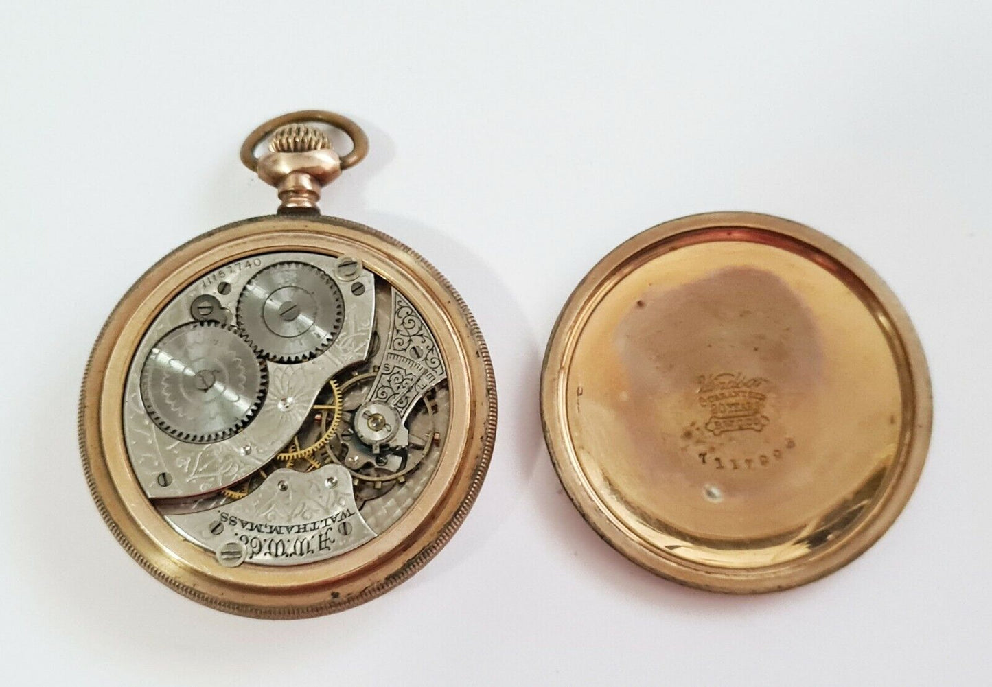 1902 US Gold Plated Open Face Mens Pocket Watch by Waltham Watch Co. (AHB)