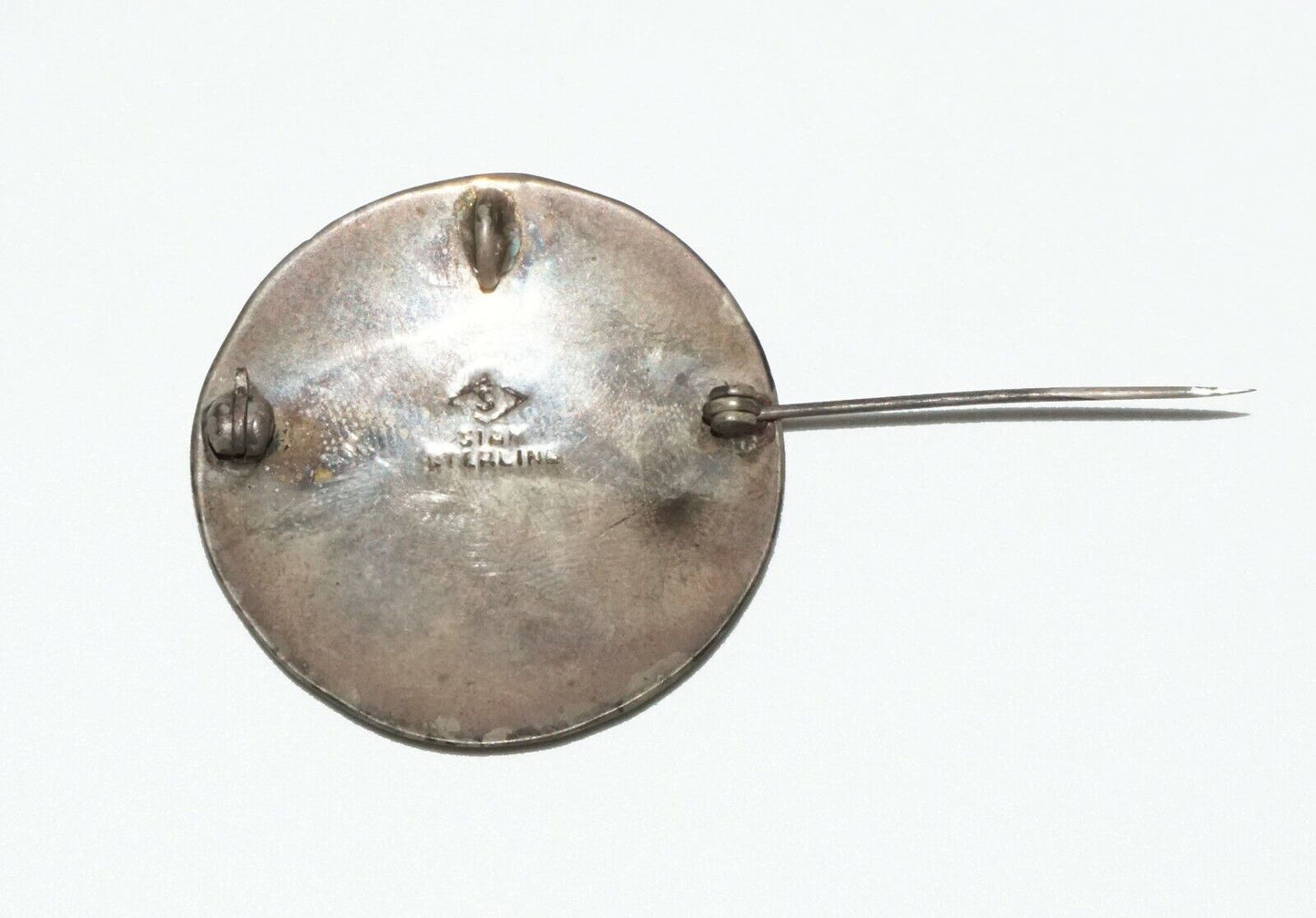 Vintage Thai Sterling Silver & Green Enamel Brooch Pendant w. Dancer (SaR)#202