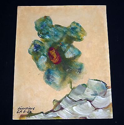1964 Mexican Gouache Painting "Desert Flower" by David Alfaro Siqueiros (Jac)