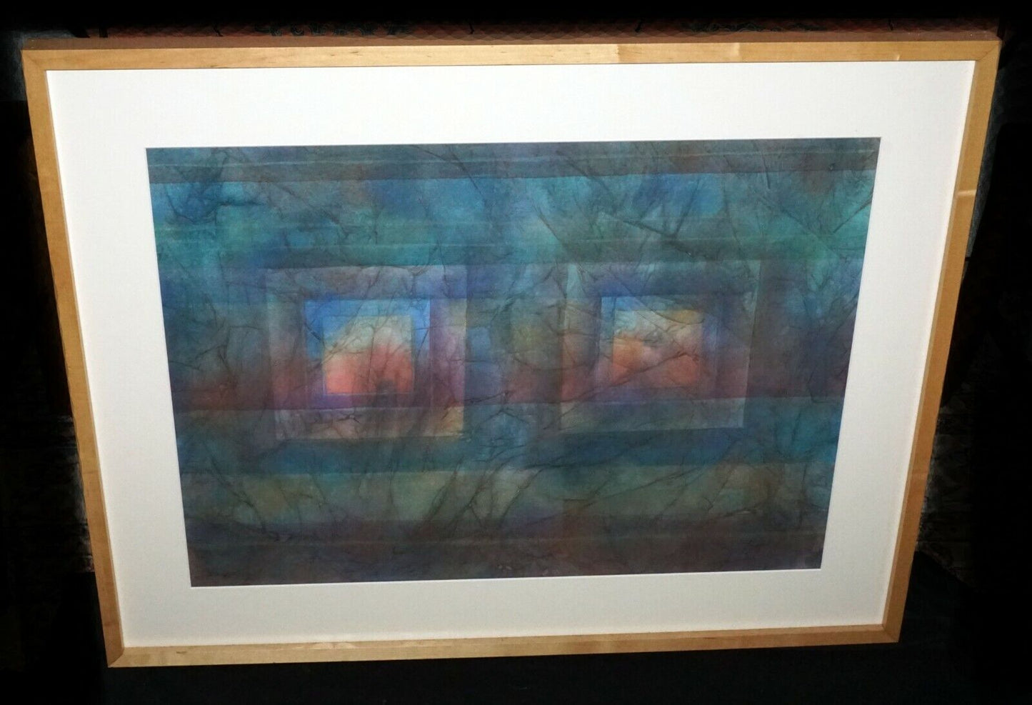 '03 Hawaii Modernist Watercolor Painting Square Eyes by Charles Eisho Higa (HeN)