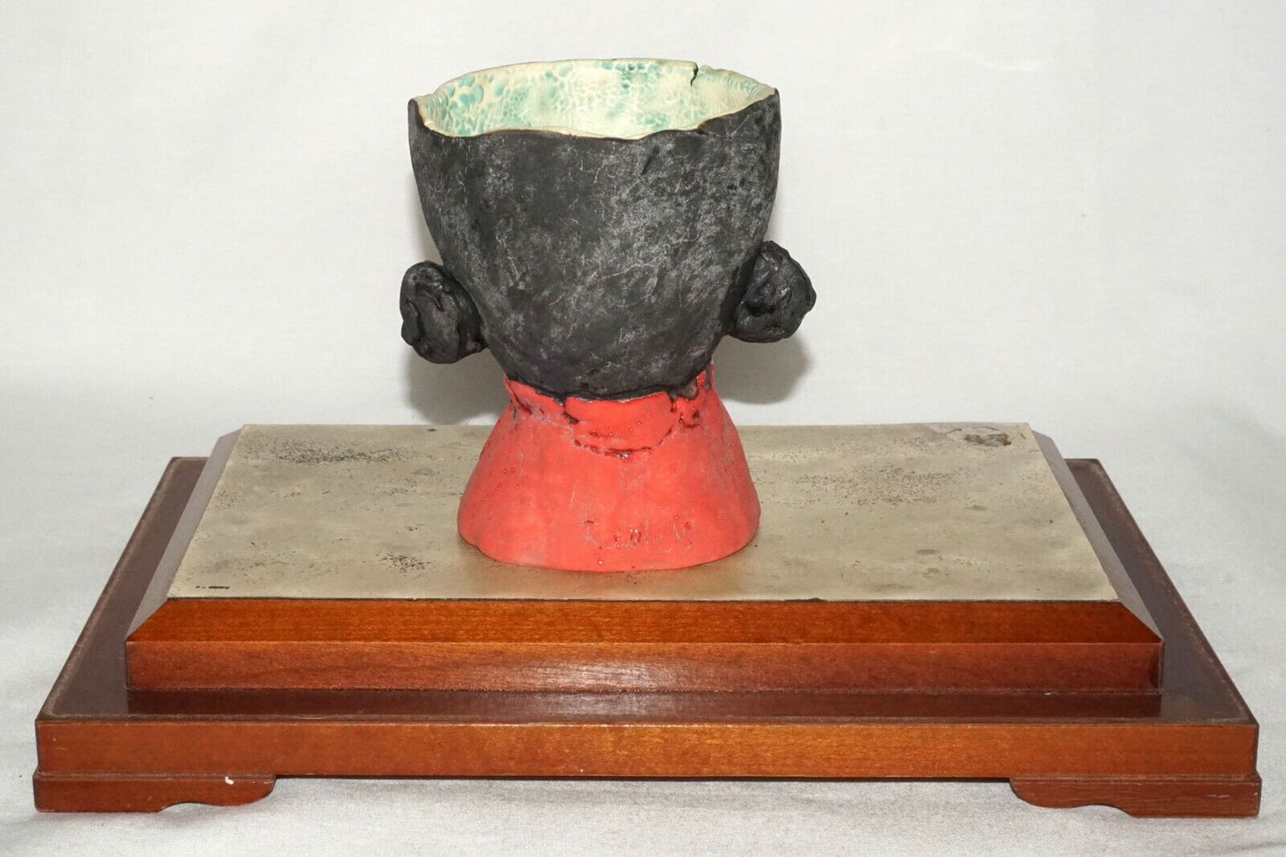 Contemp. Hawaii Pottery Sculpture Girl Cup on Stand in Box by Jo Rowley (CuM)