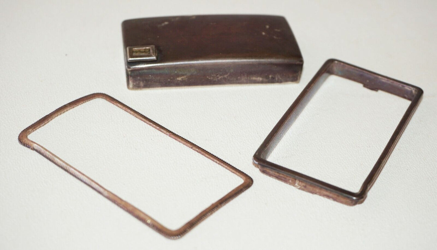 Antique Japanese Unmarked Silver Rectangular Water Dropper & Frame (NiT)