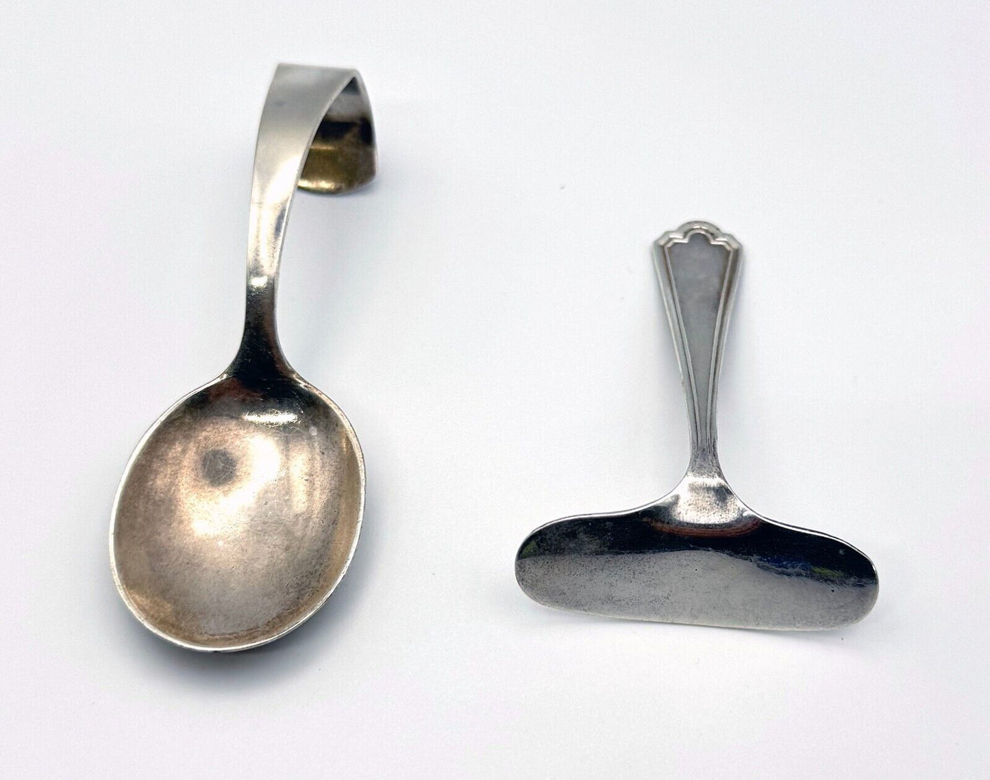 Vintage Sterling 925 Baby Infant Silverware / Pusher & Spoon (MiM)