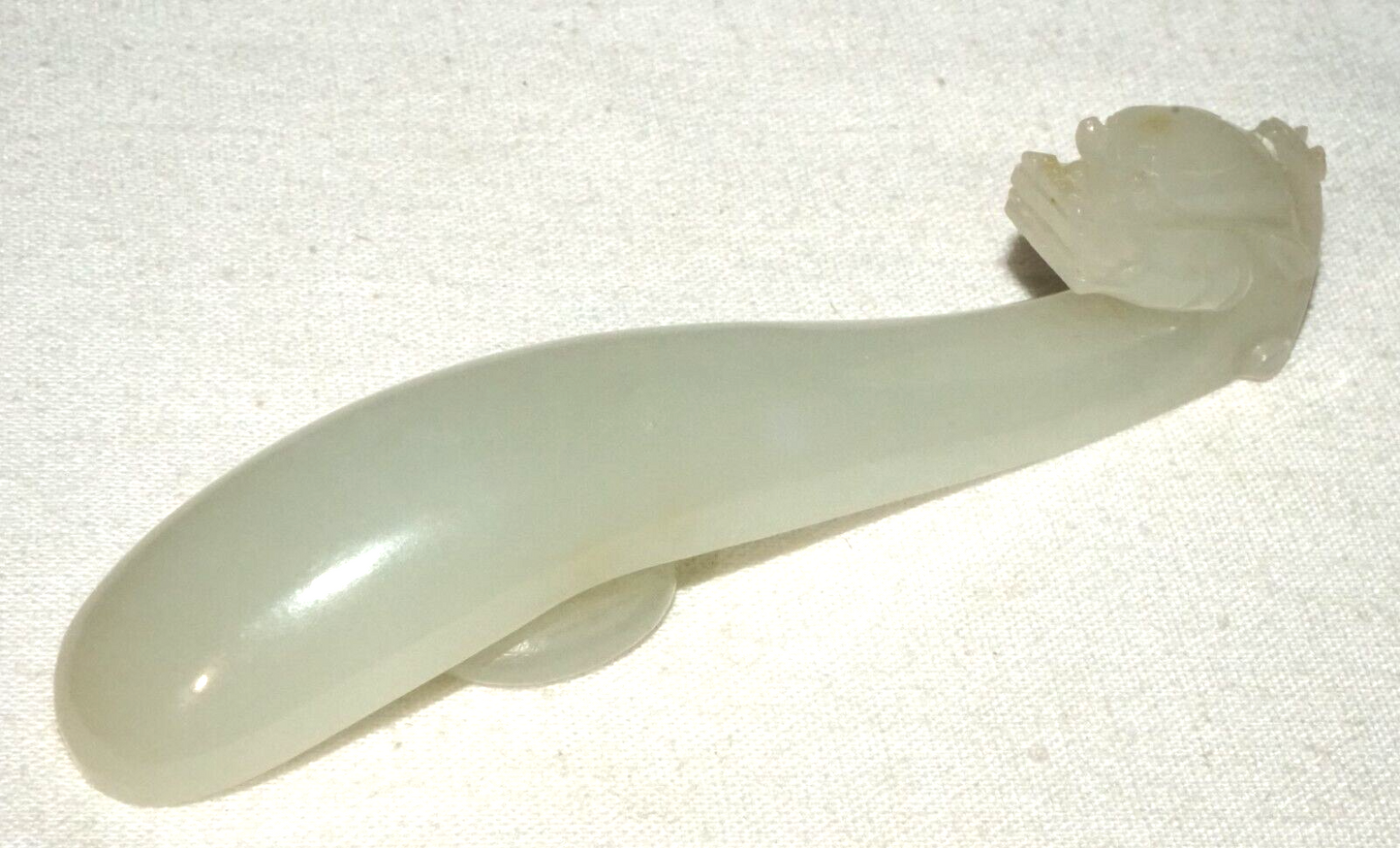 Antique Chinese Grey Green Nephrite Jade Dragon Belt Hook (UVi)#23