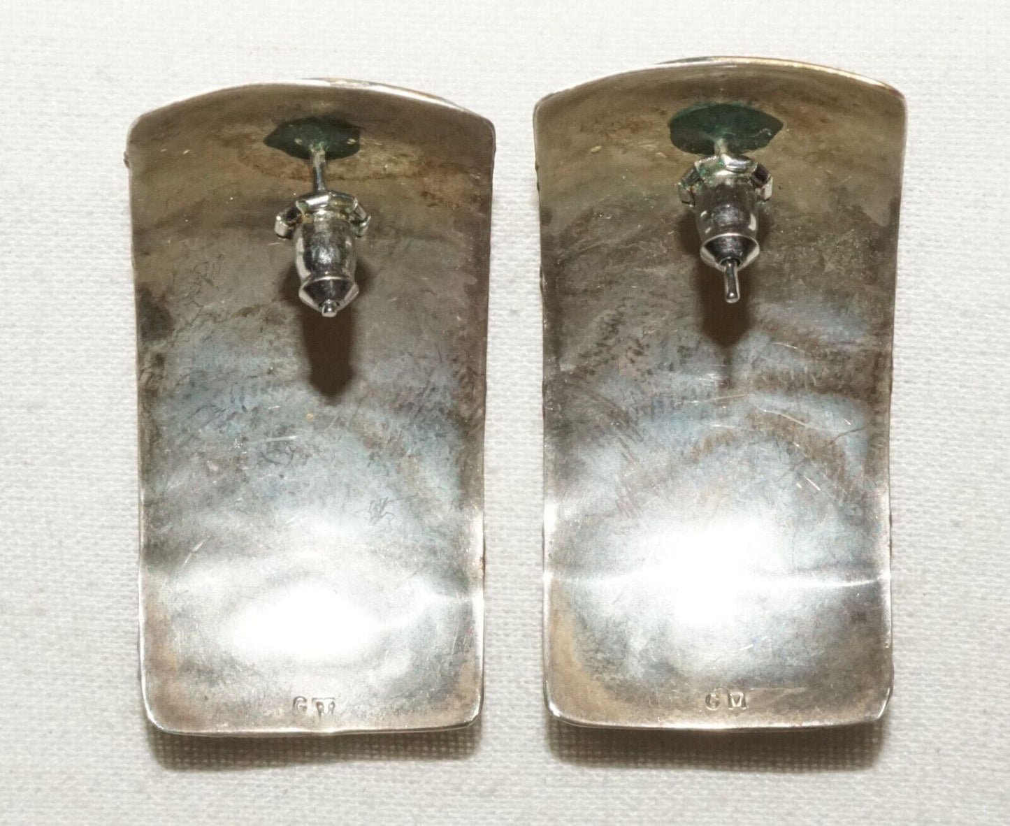 3Pc Vintage Silver & Brass Curvilinear Motif Cuff Bracelet & Earring by GM (KiL)