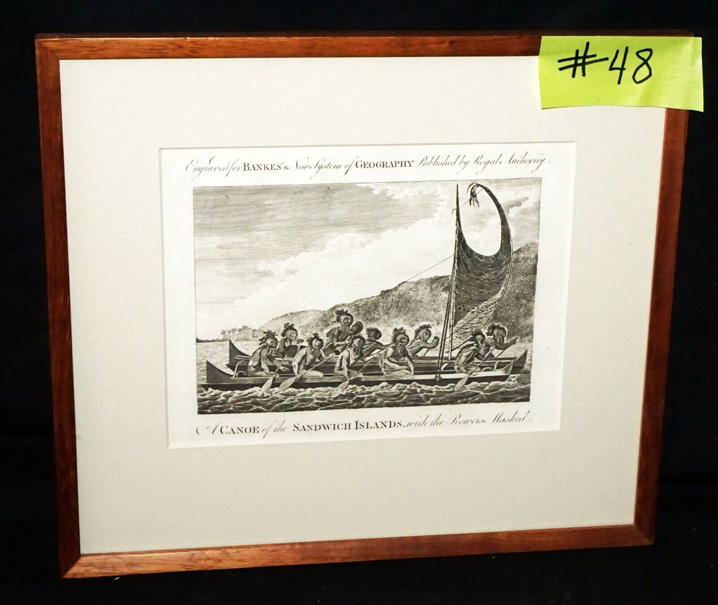 1784 English Print A Canoe Sandwich Islands, Rowers Masked by Webber (CWo)