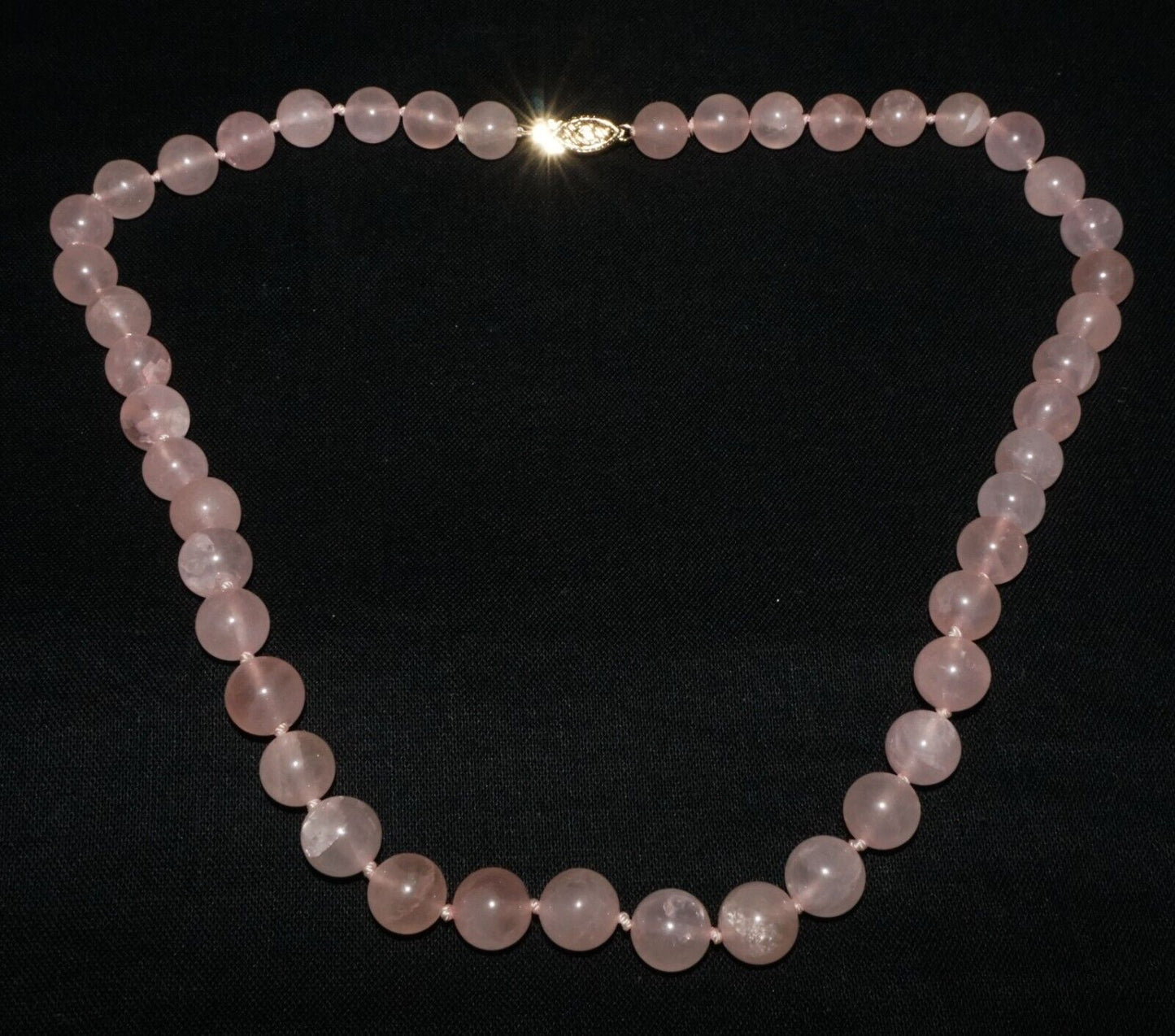 Vintage Chinese Rose Quartz Bead Choker Necklace 16" (LeS)G15