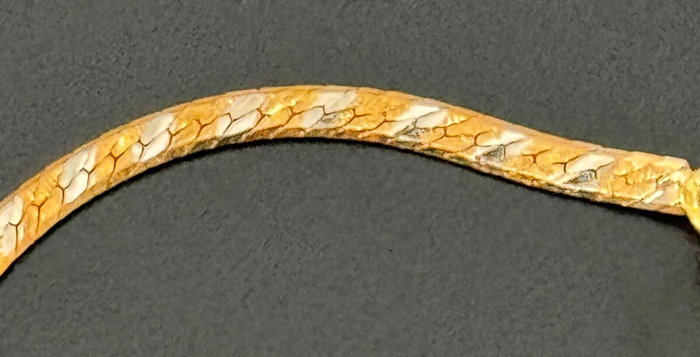 Italian 14k Two-Toned Gold 7" Serpentine Bracelet w Spring Ring Clasp (MeC)