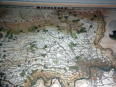 1835 BRITISH MAP of MIDDLESEX - PUBLISHED by PIGOT & Co. LONDON