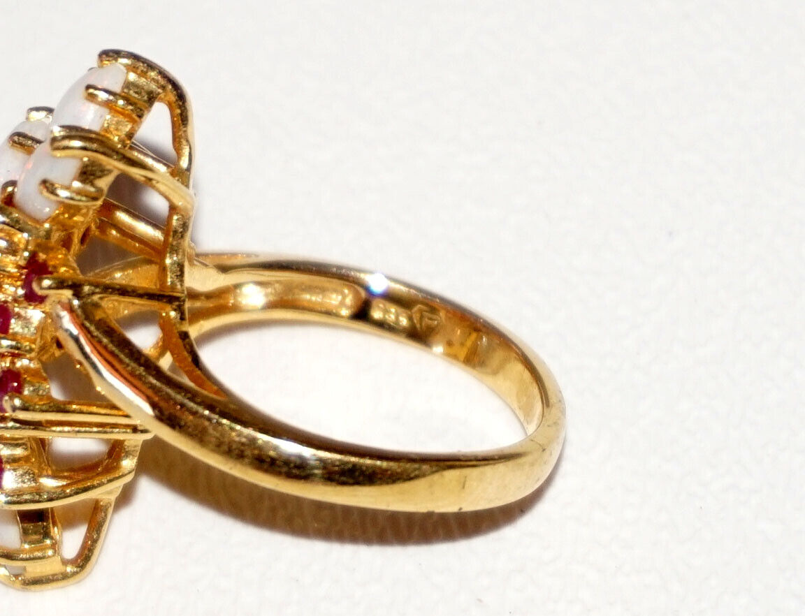 5x Sterling Silver Rings Opals Rubies Garnets Moonstone Topaz Malachite (NoN)R40