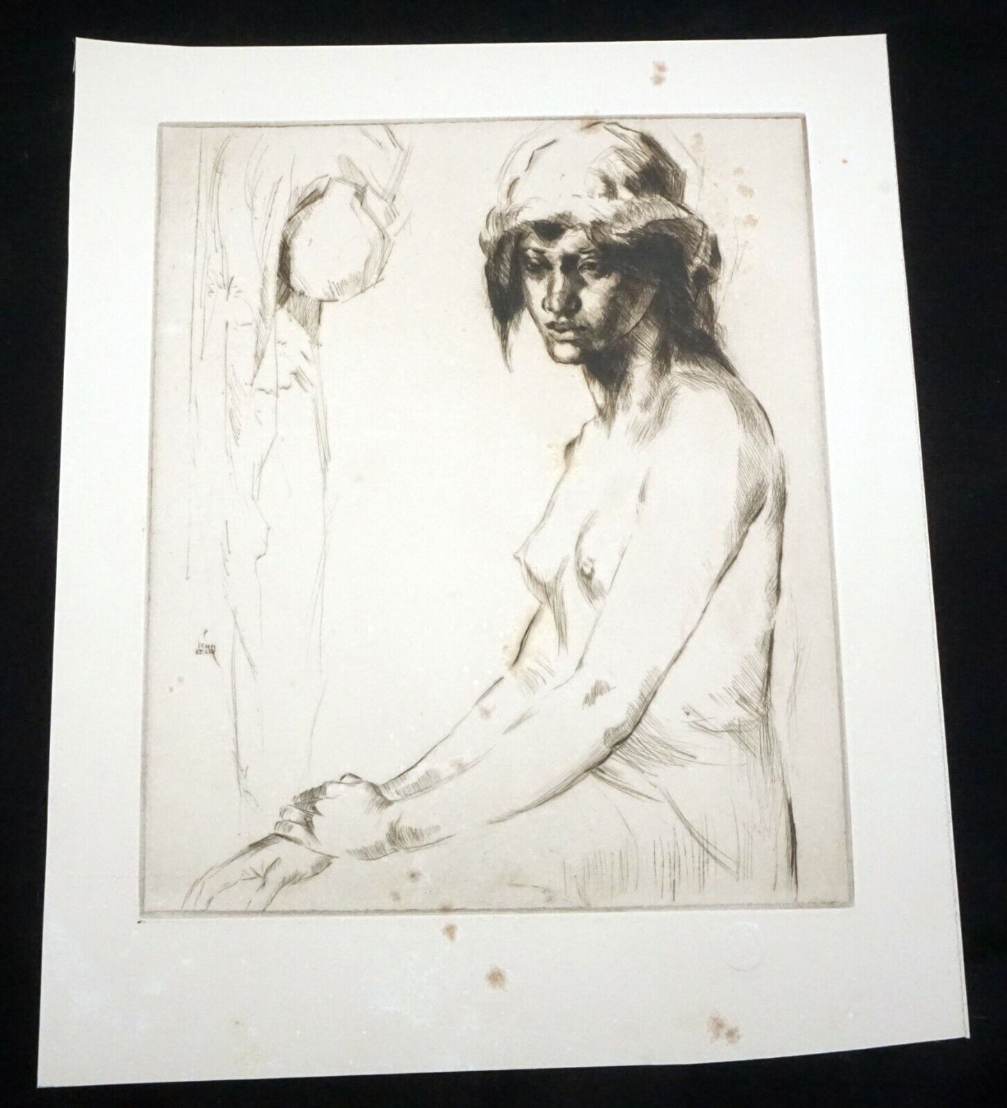 '30s Hawaii Etching Print Girl of Hawaii by John Melville Kelly (1879-1962)(Kel)