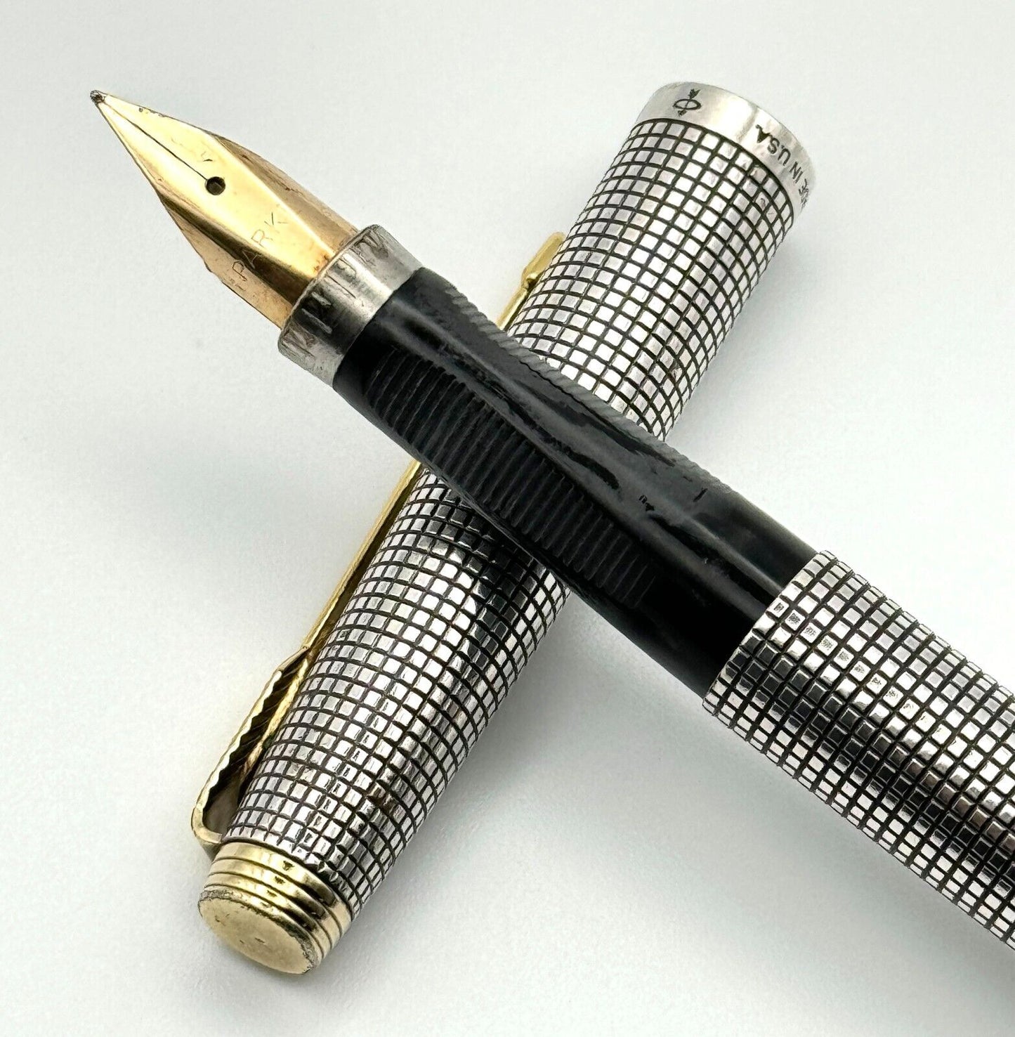 Vintage Sterling Silver Parker 75 Fountain Pen w 14K Nib Made in USA (MiM)