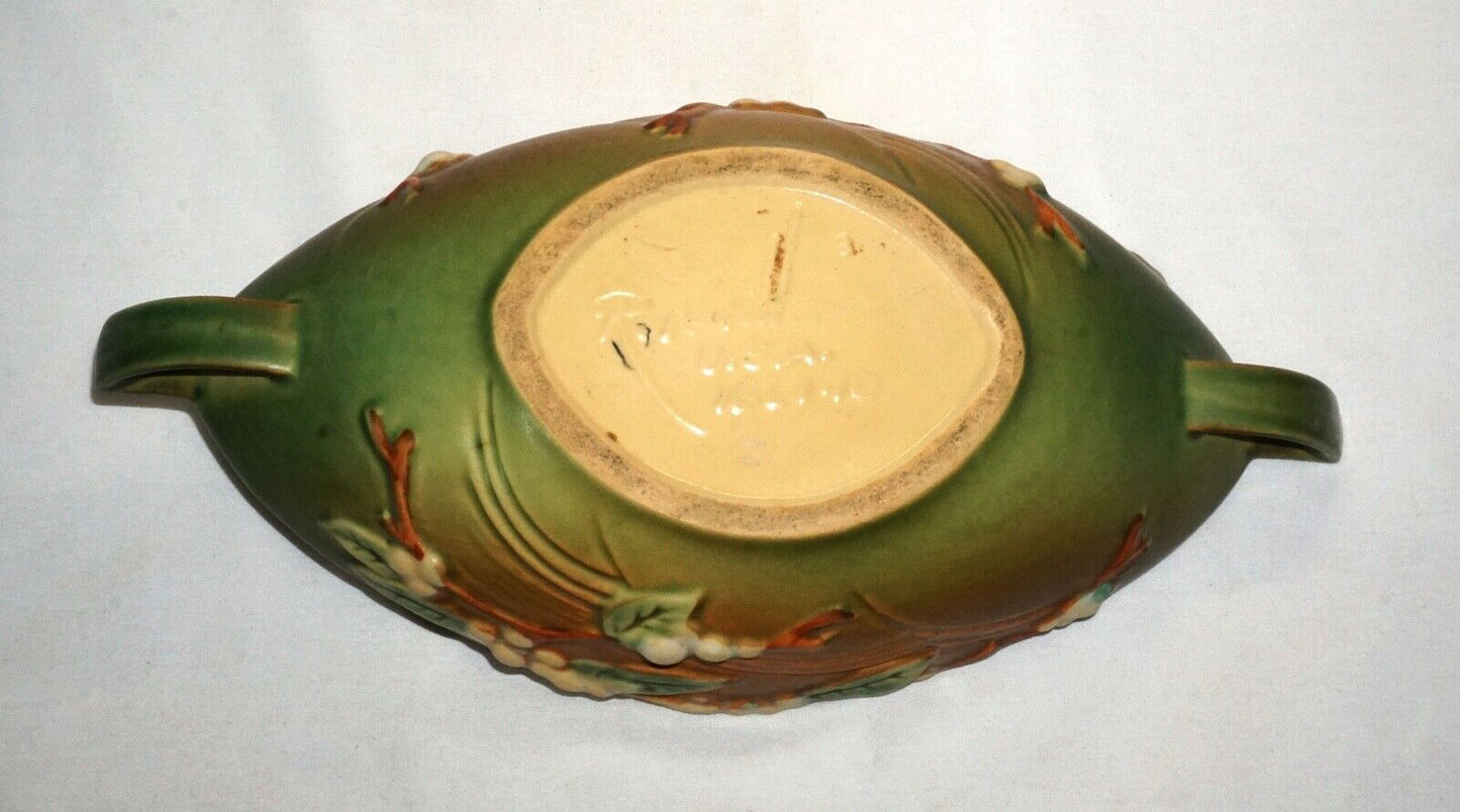 Vintage Roseville Pottery Snowberry Console Bowl -Shape 1BL2-10 Fern Green (NeW)