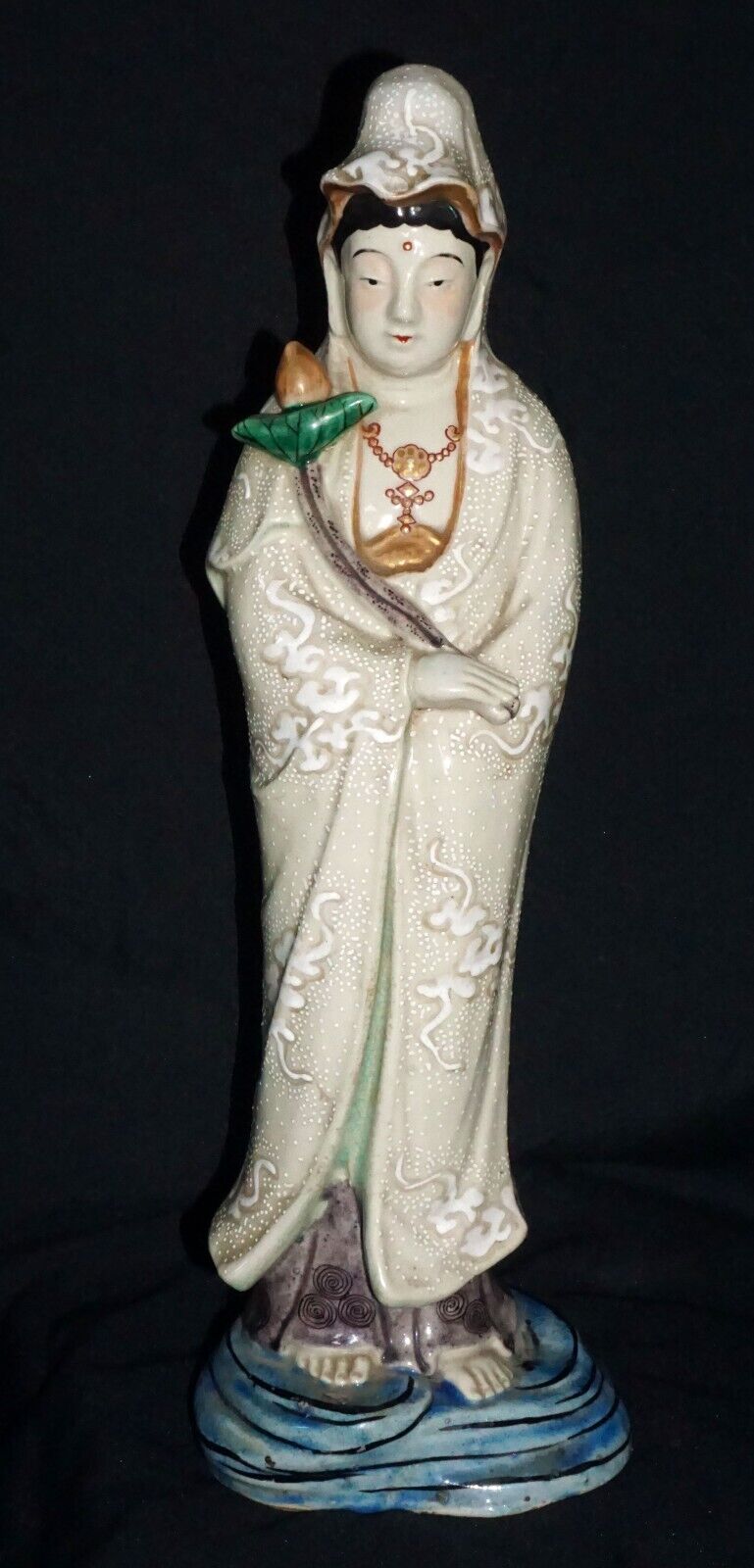 Antique Japanese Kutani Guan Yin Edo Statue- Meiji 19th Century (MiM)