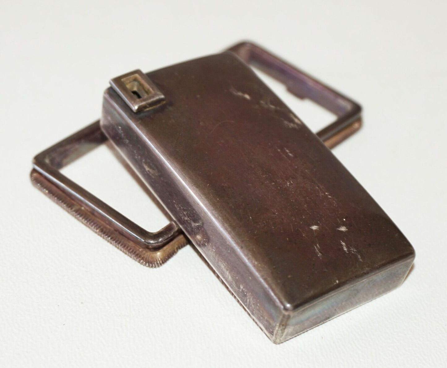 Antique Japanese Unmarked Silver Rectangular Water Dropper & Frame (NiT)
