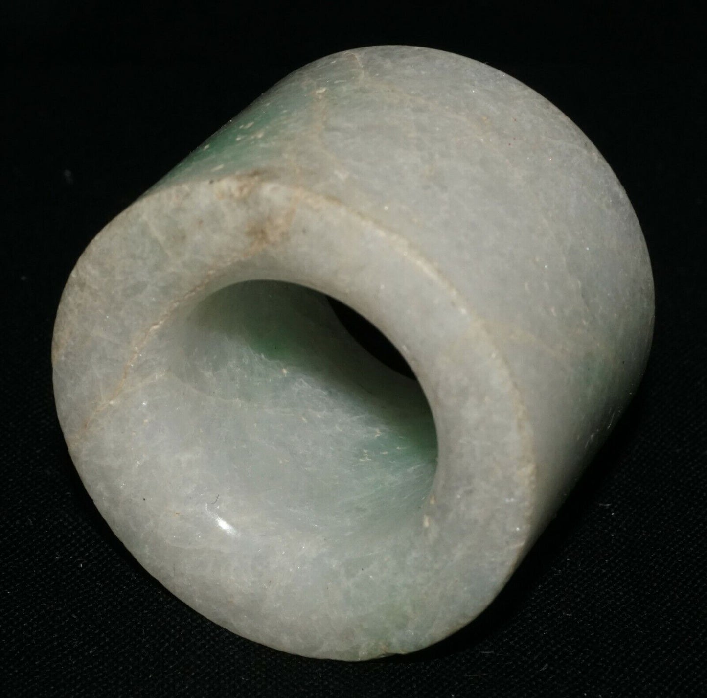 Vintage Chinese Jadeite Jade Archer Ring Sz.11 w. Green Markings (LeS)G2