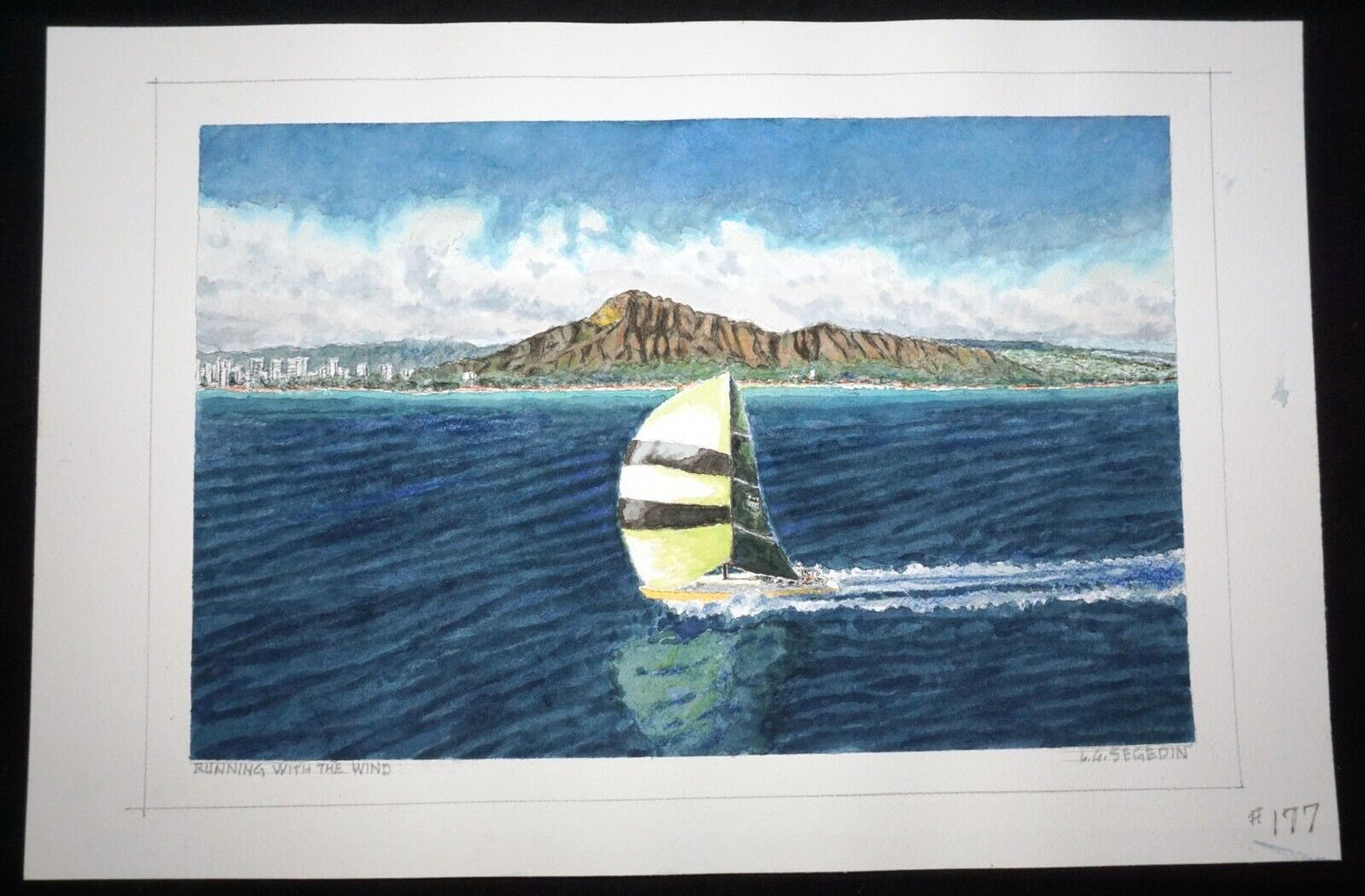 Hawaii Watercolor Painting TransPac Running with the Wind by Larry Segedin #177