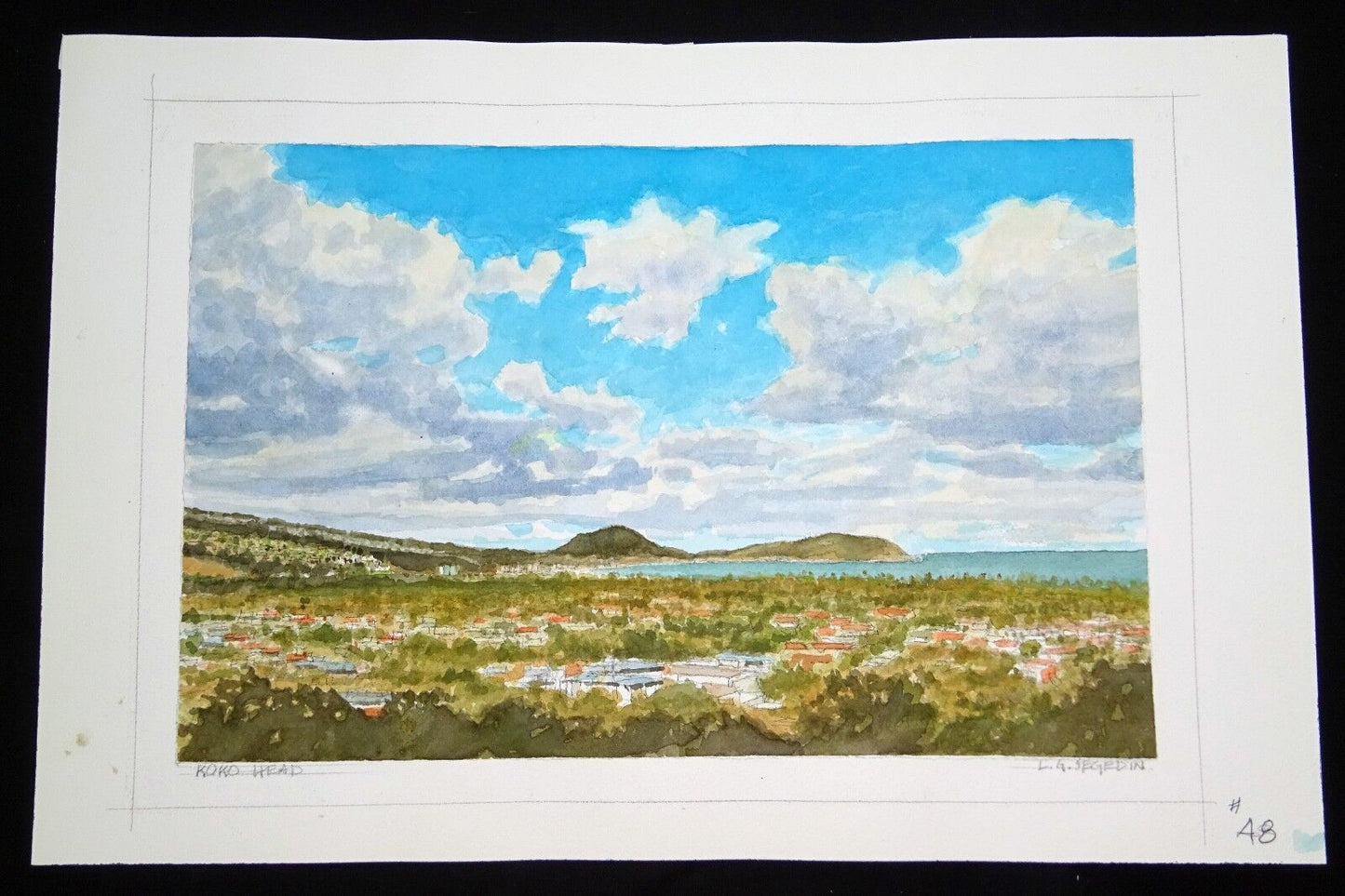 Orig. Hawaii Watercolor Painting "Koko Head poss. Diptych" by L. Segedin #48