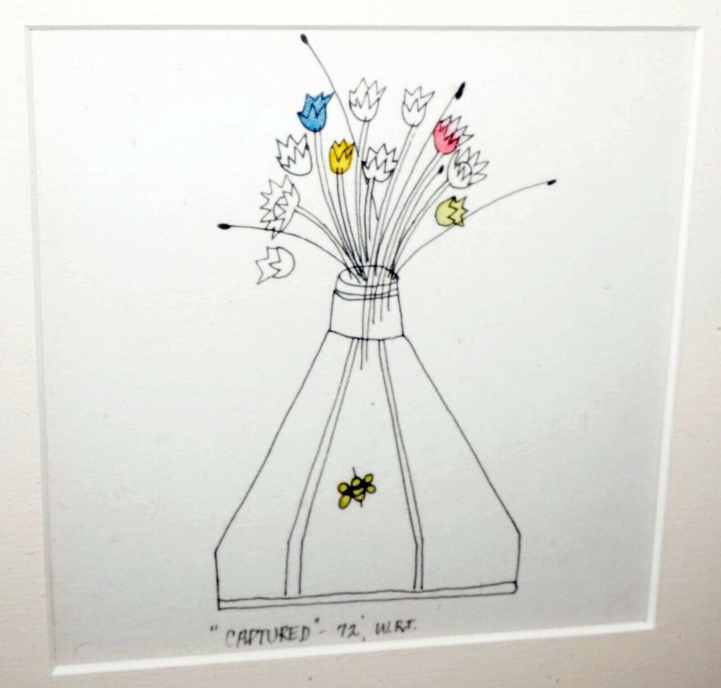 1972 US Koa Framed 4x Color Print Whimsical Grouping signed W.R.T. (CWo)