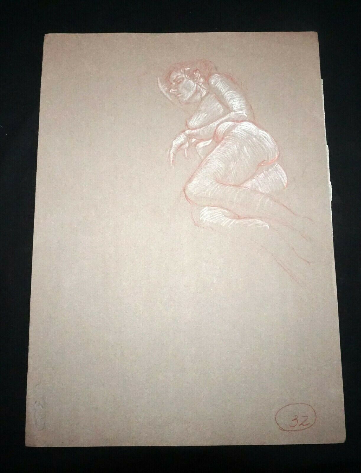Hawaii Conte Crayon Drawing Painting Reclining Male Nude Snowden Hodges (Sho)#32