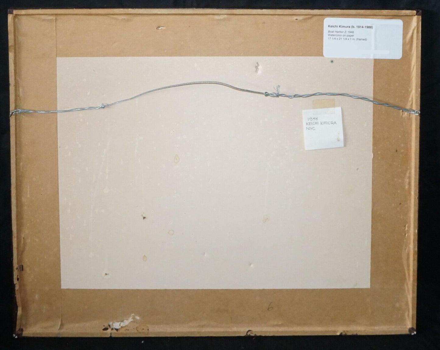 1948 Hawaii Watercolor Painting Boat Harbor II by Keiichi Kimura (1914-88) (PeN)