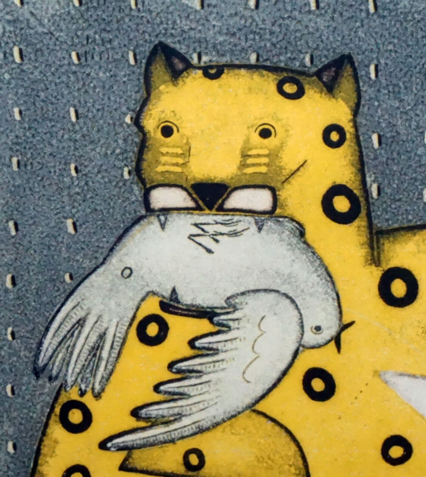 Vintage Color Etching Print 87/100 "Leopard w. Dove" by Mano Romero (ChA)