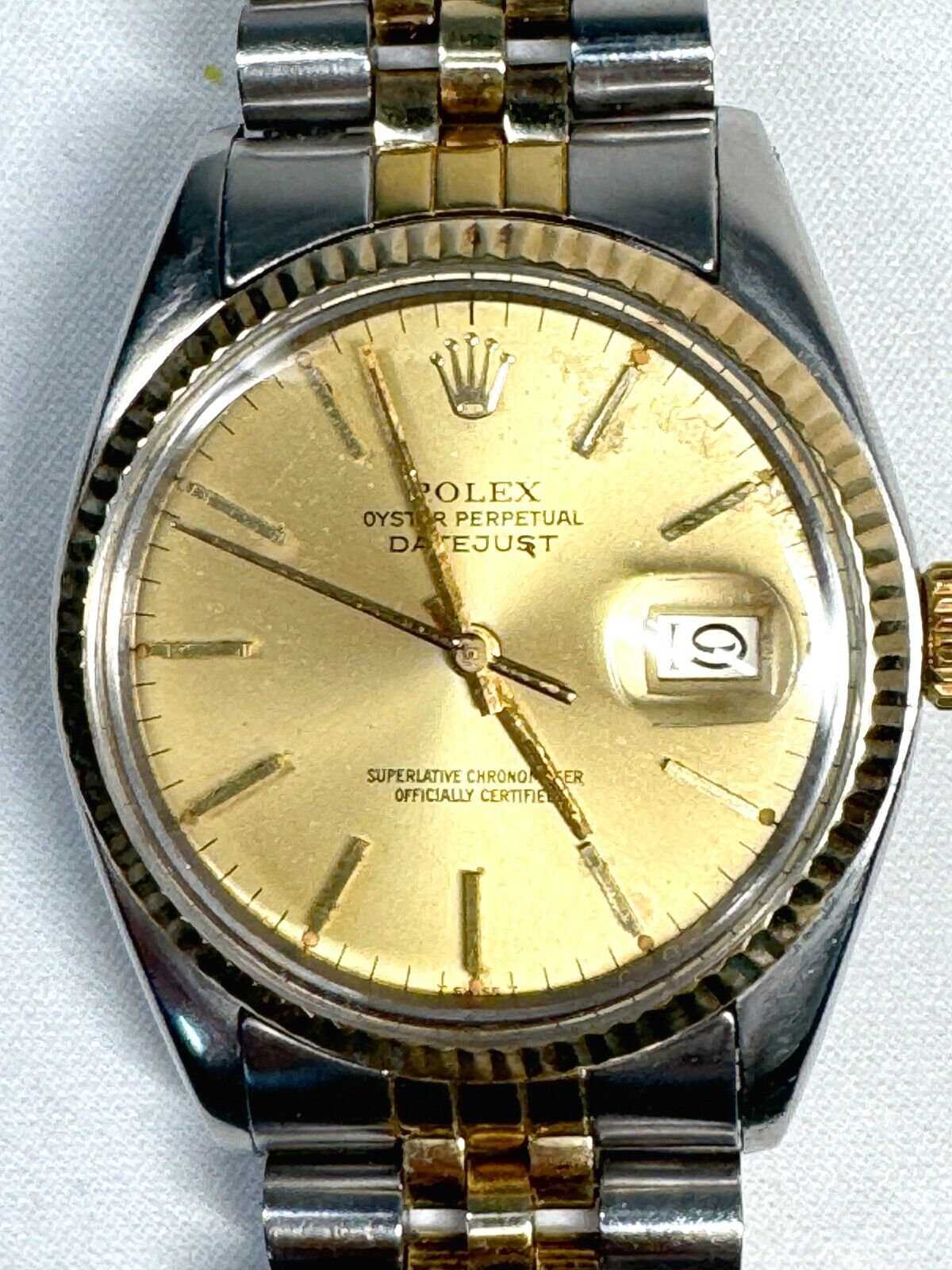 Vintage Rolex Datejust Mens 18k Yellow Gold/Steel Champagne Dial 36mm (ThC)