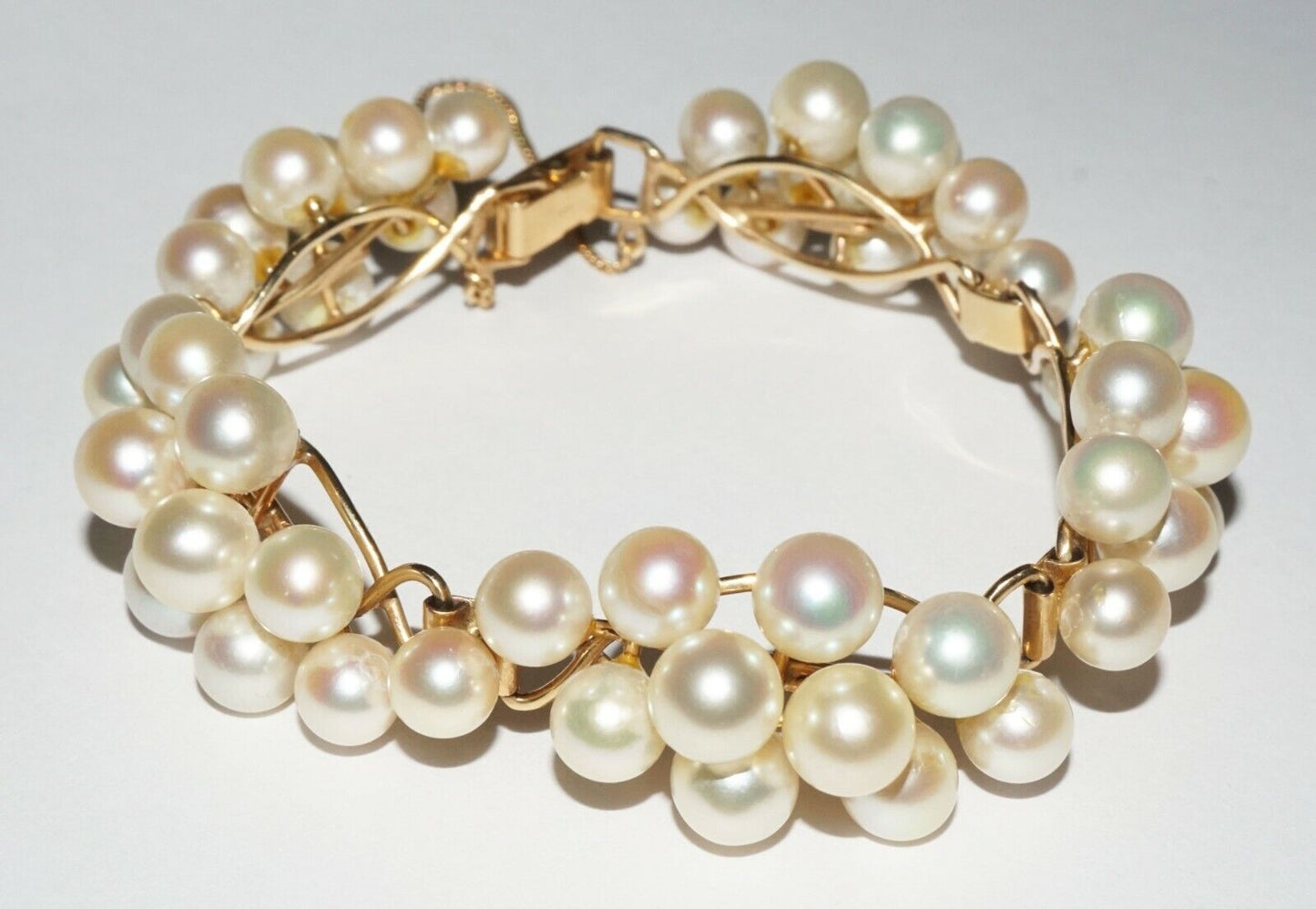 Vintage Modernist Style 14k Yellow Gold Bracelet set w. 54x Pearls (NaD)#18
