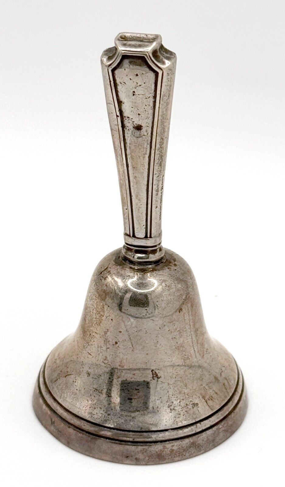 Vintage Sterling Silver Classic Handbell w Geometric Handle (WeP)