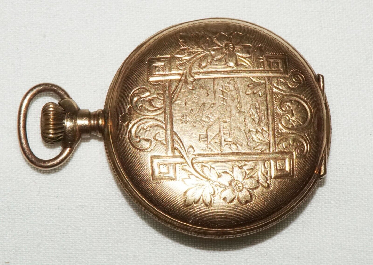 1906 US Gold Plated Hunter Case Ladies Manual Pocket Watch by Elgin (ShI)