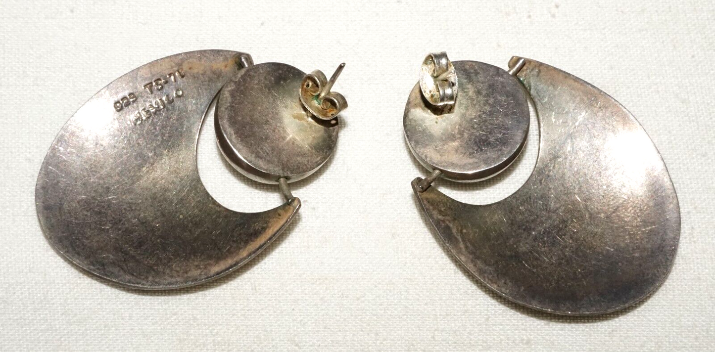 Vintage Mexican Sterling Silver Modernist Style Dangle Earrings (KiL)