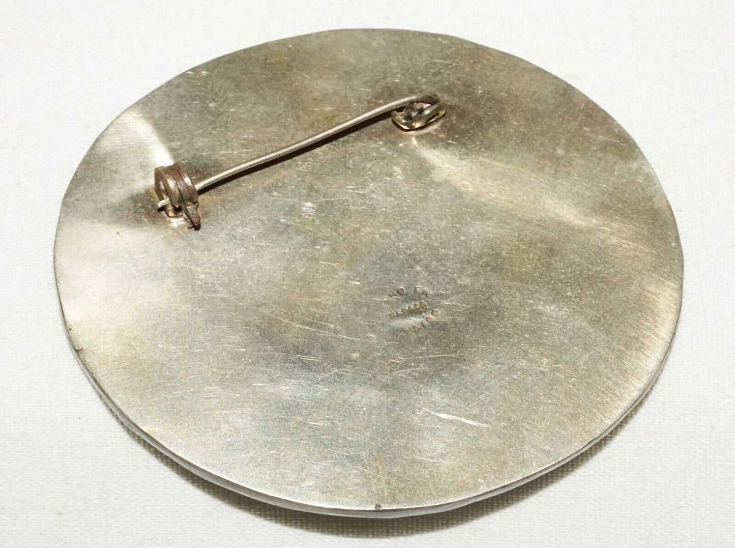 Vintage Mexico Alpaca Silver & Gold Mayan Calendar Plaque Brooch Pin (LeS)L24