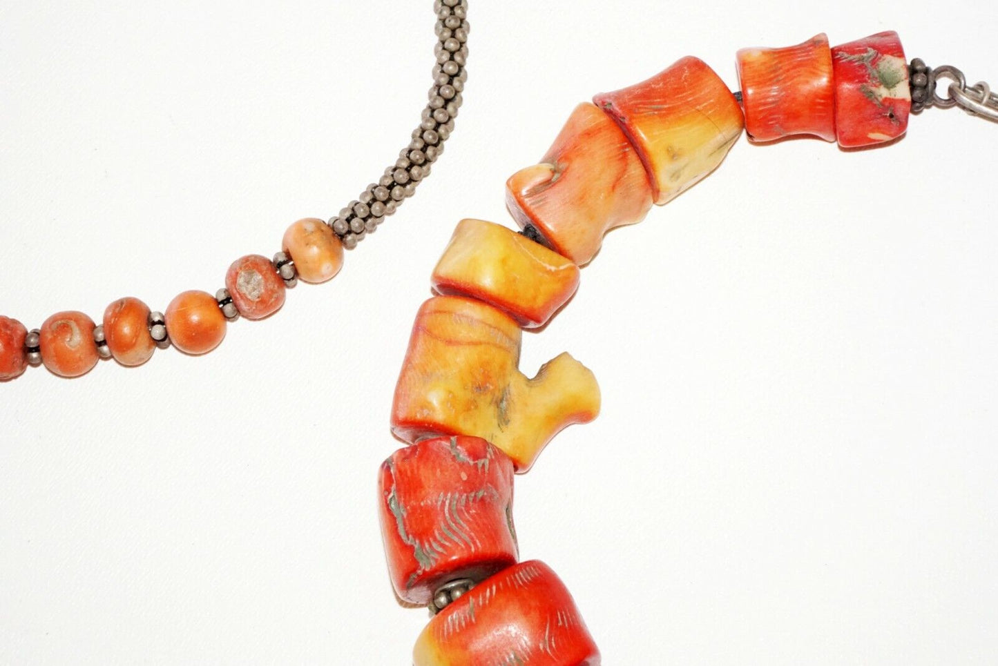 3x Vintage Chinese Red Coral & Glass Bead Choker Necklaces (***) F