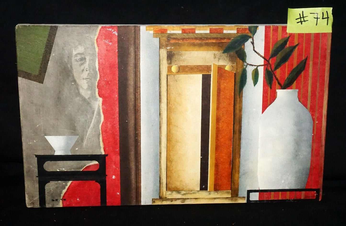 1979 Hawaii Oil on Canvas Still Life Painting "Vase & Face" signed D.R. (***)