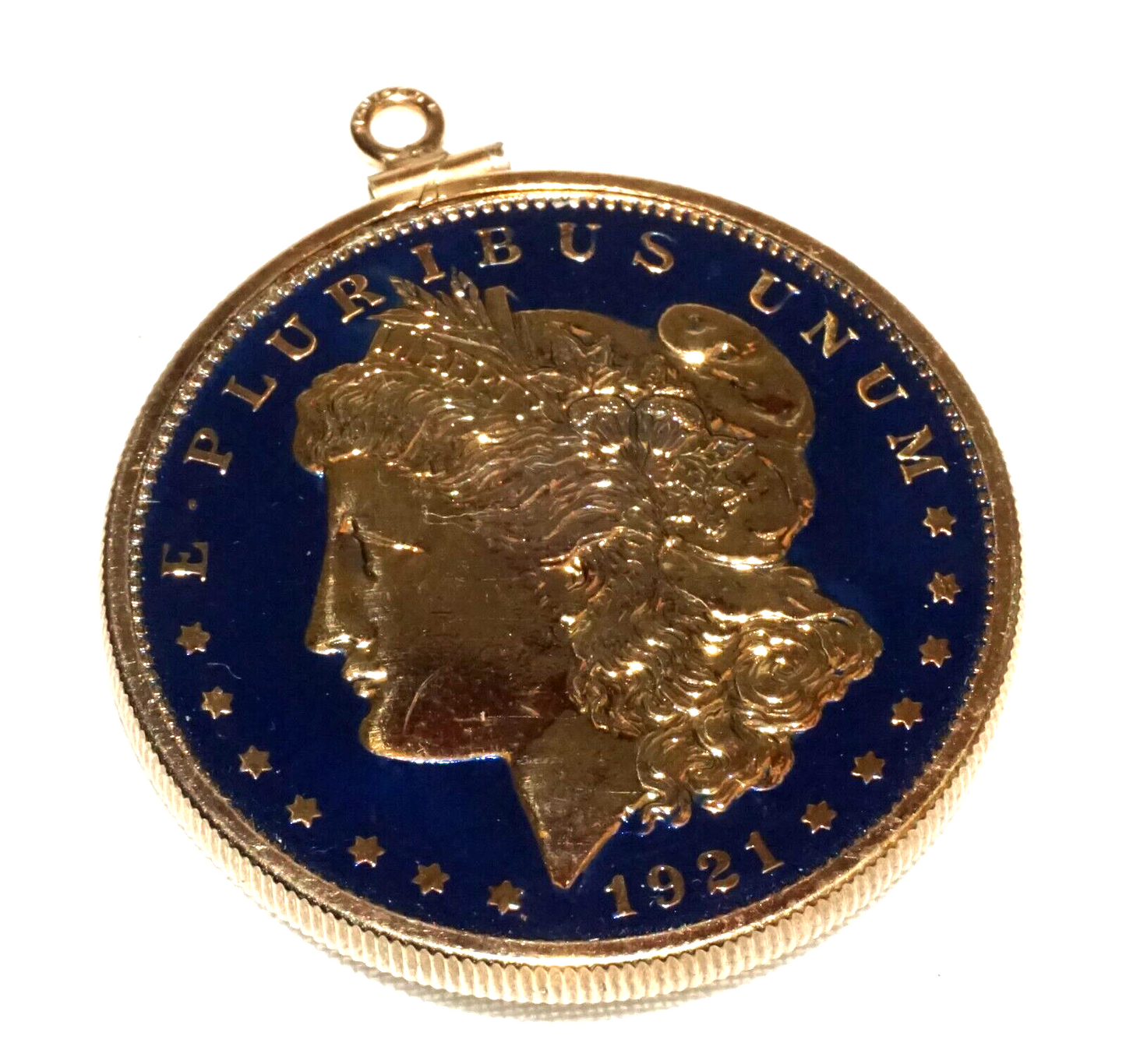 1921 US Morgan Dollar in Multicolor Enamels in G.P. Coin Bezel Pendant (RoT) #3