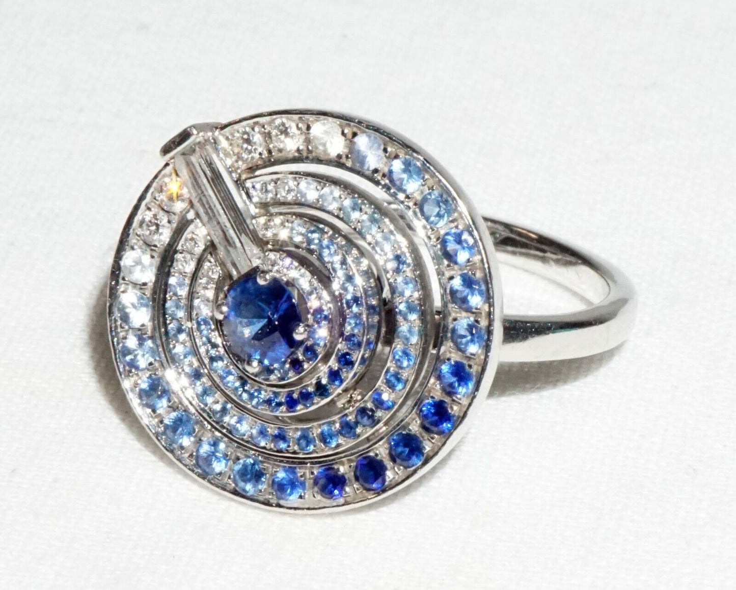 2015 New York 950 Platinum Sapphire & Diamond Ring Sz6.5 Tiffany Blue Book (InS)