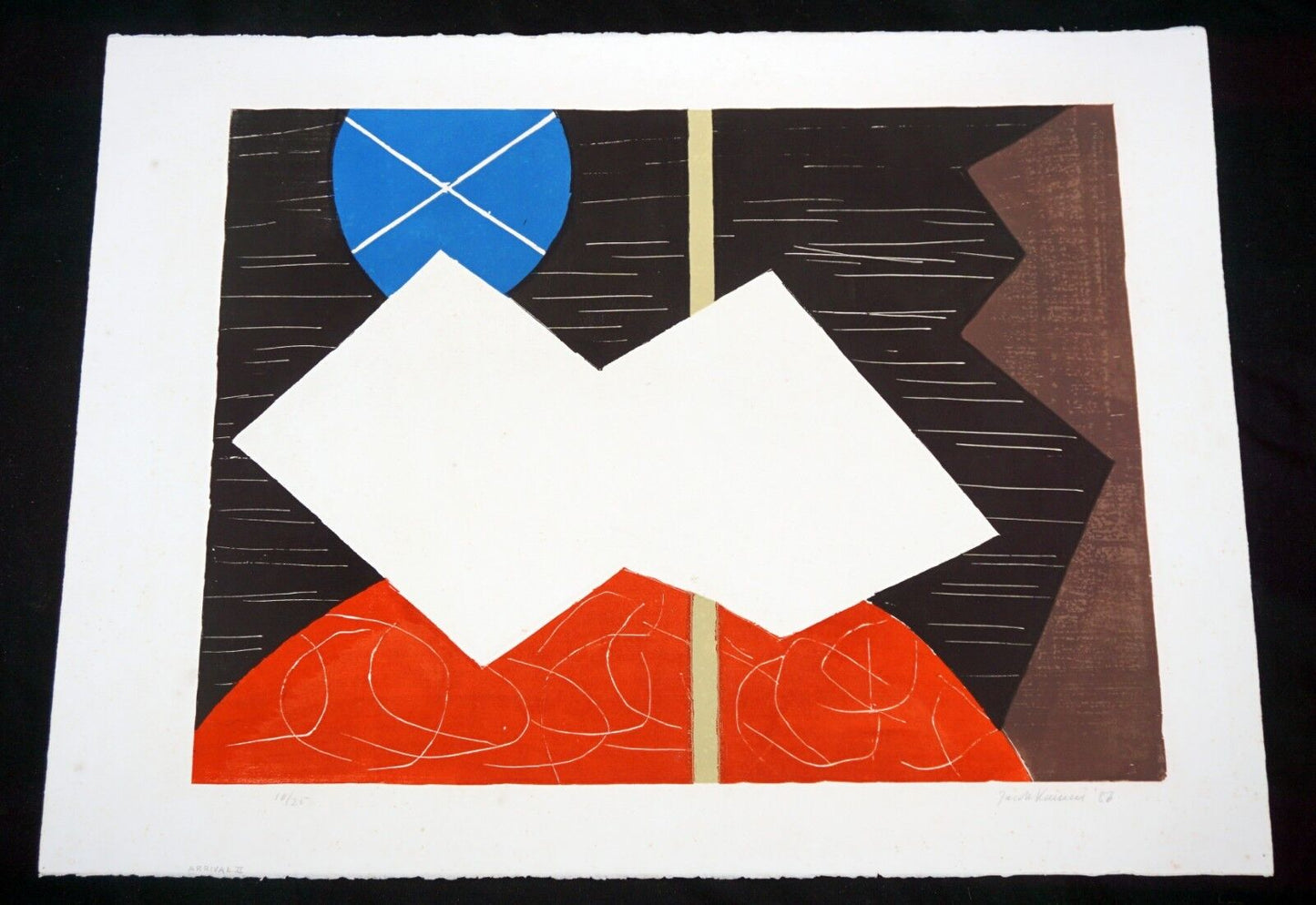 86 Washington DC Block Print 10/25 Arrival II by Jacob Kainen (1909-2001)(Mod)