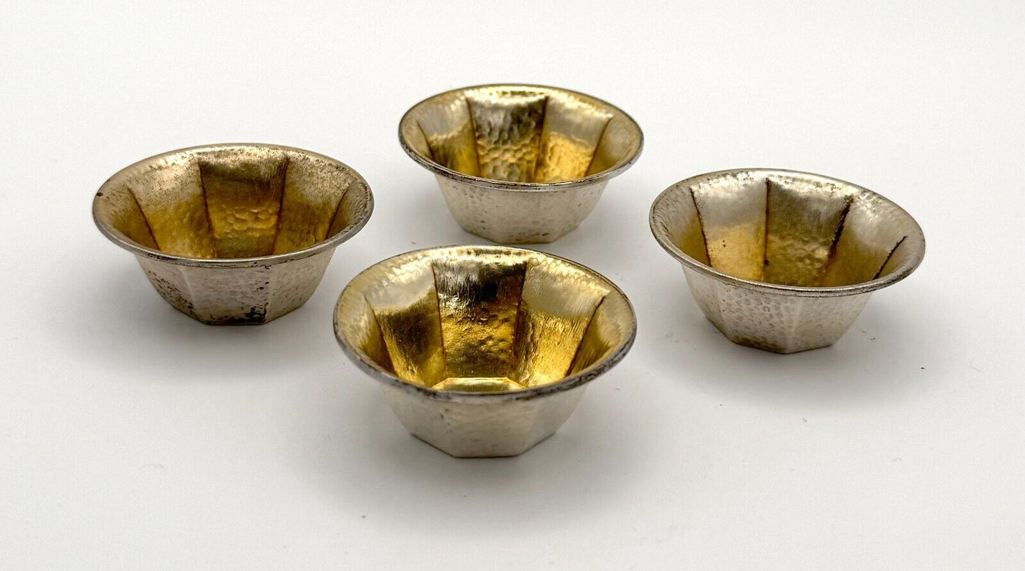 Antique Webster Co Sterling Silver Petite Bowls w Gilded, Hammered Finish (WeP)