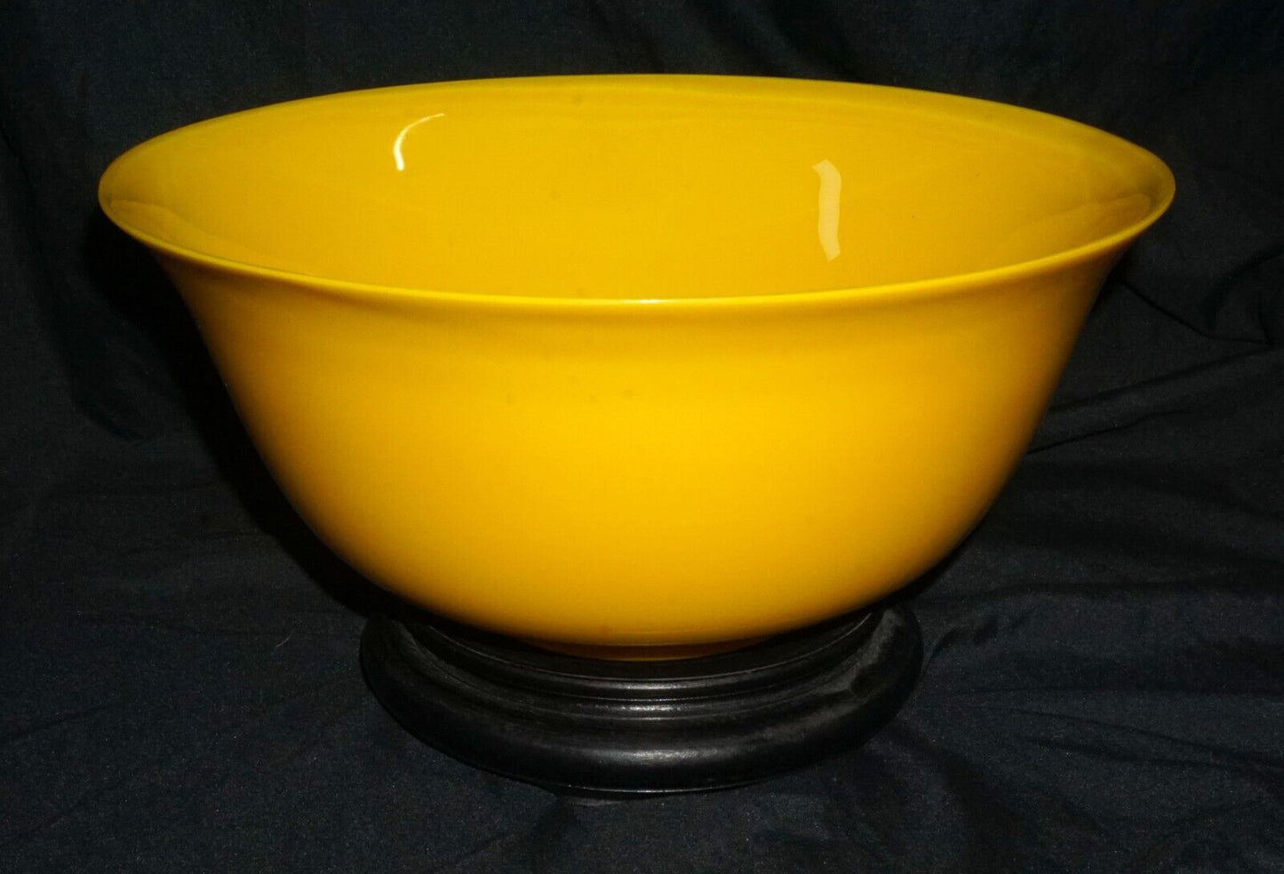 18/19C Chinese Qing Marked LG Yellow Peking Glass Bowl & Stand Qianlong (MiM)
