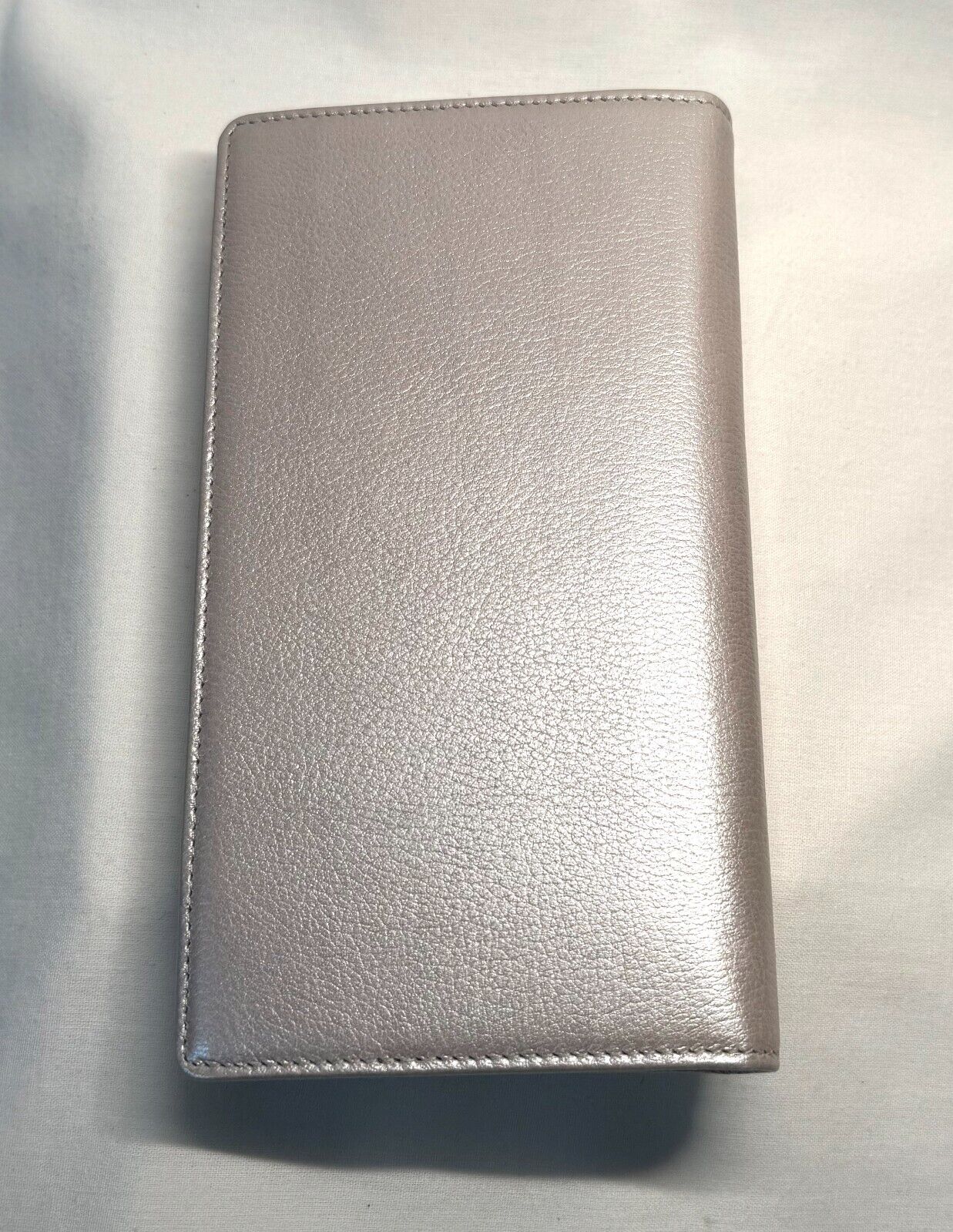 Chanel Camellia Silver Bifold Lambskin Wallet w Box, Inserts, Dust Cloth (InS)67