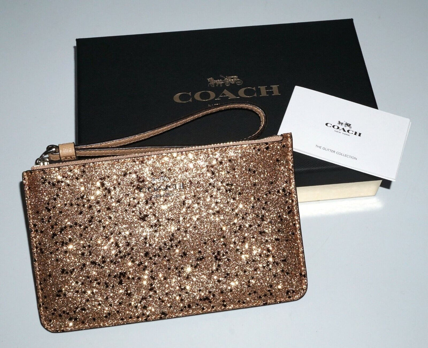 Boxed Star Glitter Corner Zip Glitter Wristlet Purse Bag by Coach in Box (MeG)