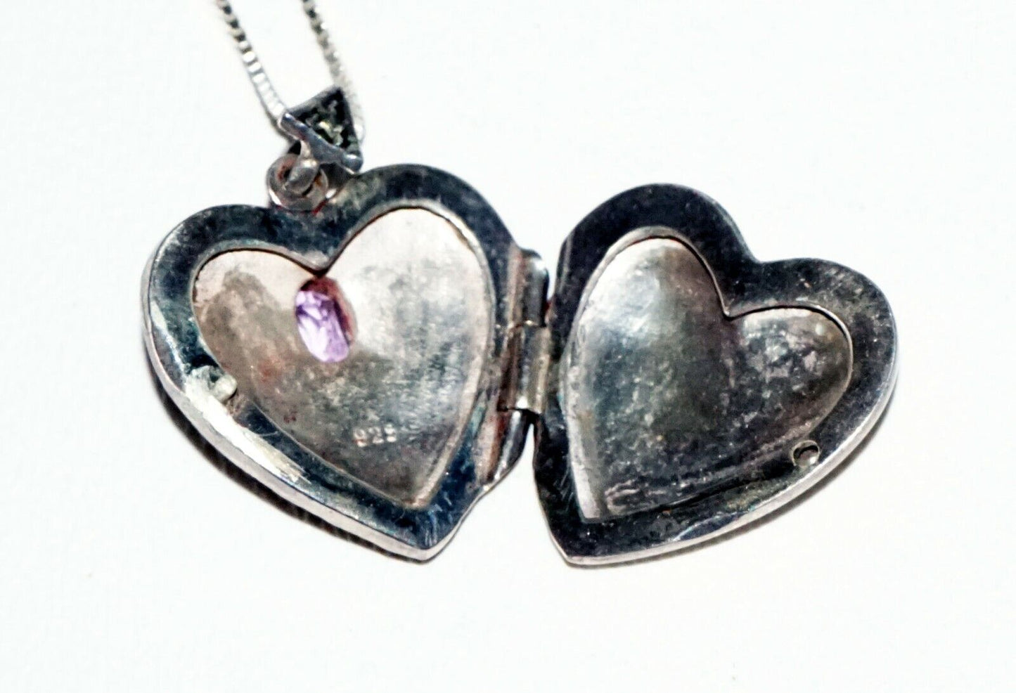 3Pc Vintage Sterling Silver Necklaces & Heart Motif Locket Pendant (SaR)#189