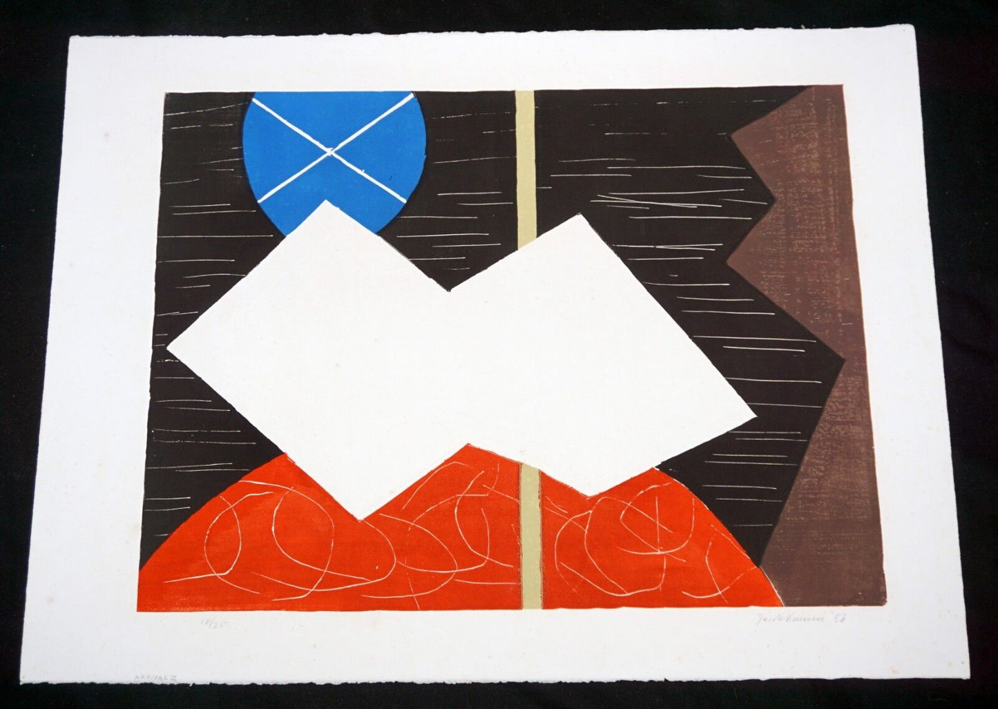 86 Washington DC Block Print 10/25 Arrival II by Jacob Kainen (1909-2001)(Mod)