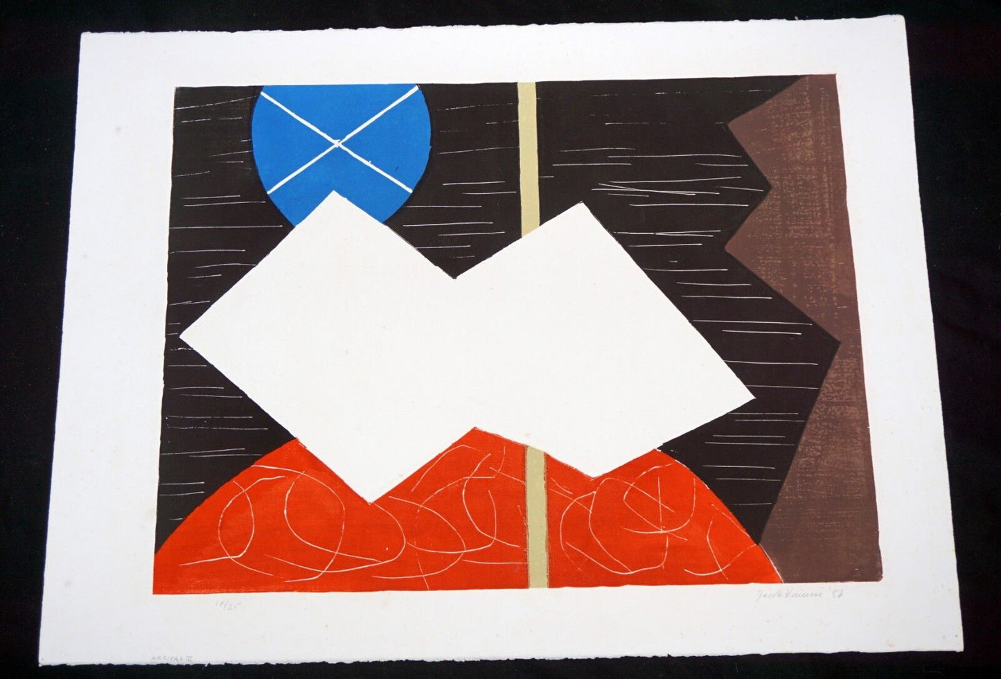 86 Washington DC Block Print 10/25 Arrival II by Jacob Kainen (1909-2001)(Mod)