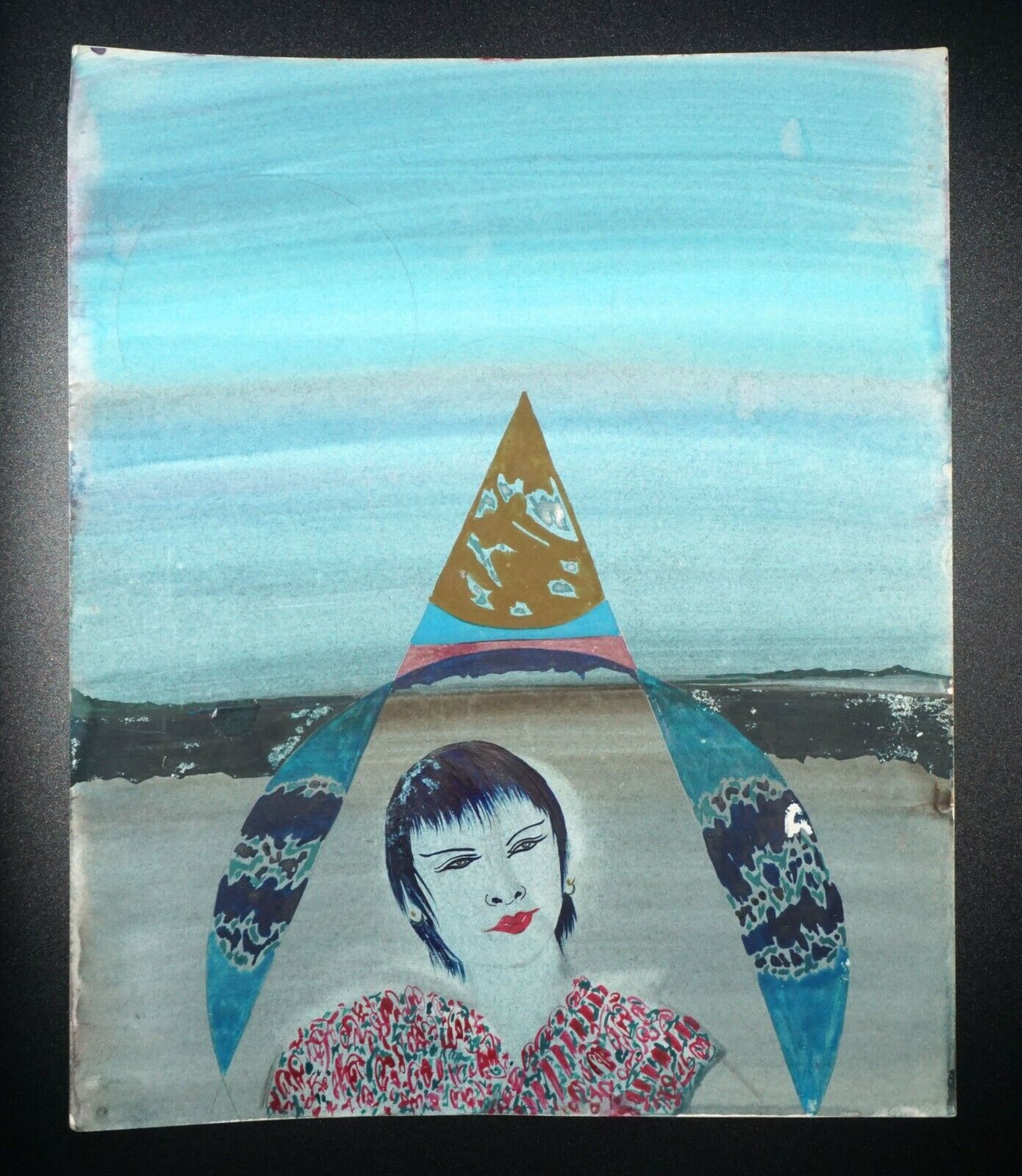 France Hawaii Outsider Art WC Painting Female in Space by Claude Vedel (EtJ)#4