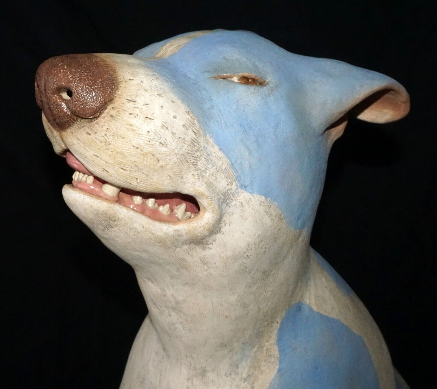 Hawaii Pottery Sculpture Blue Spotted Puppy Dog by Esther Shimazu (B.1957)(McA)