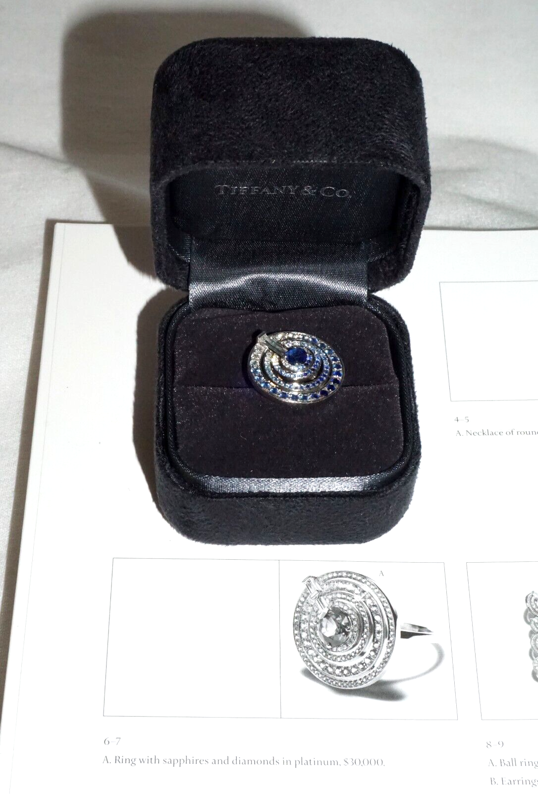 2015 New York 950 Platinum Sapphire & Diamond Ring Sz6.5 Tiffany Blue Book (InS)