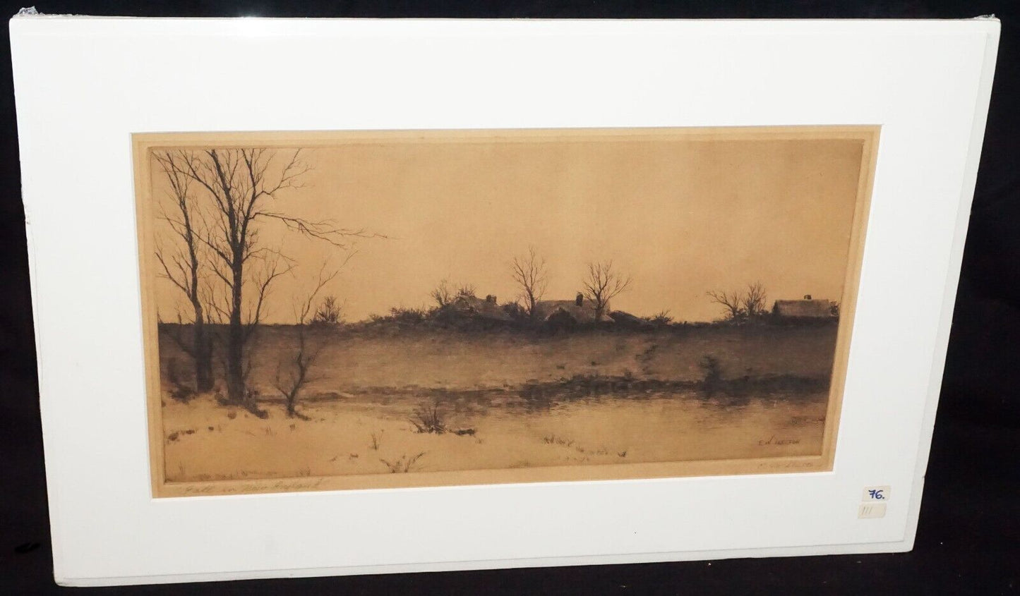 Antique US New England Framed Etching Fall in New England by E.W. Skelton (New)
