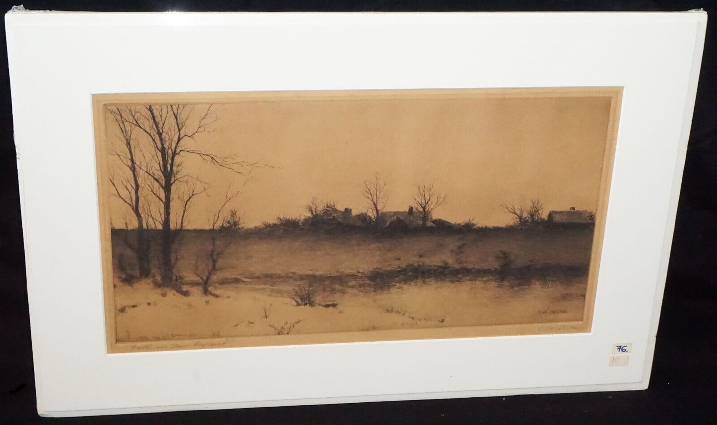 Antique US New England Framed Etching Fall in New England by E.W. Skelton (New)